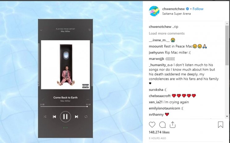 Vernon Seventeen untuk Mac Miller (Instagram/@chwenotchew)