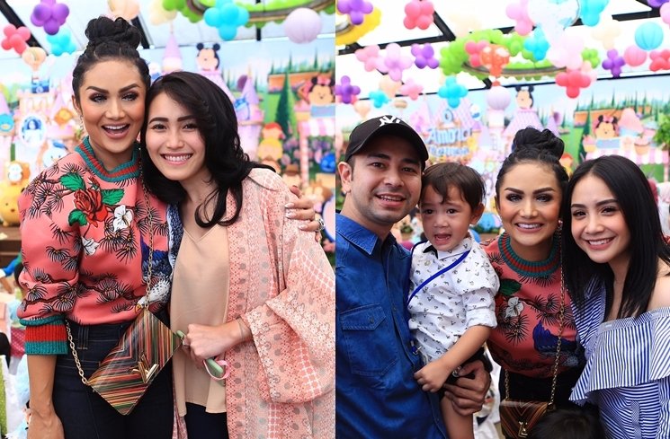 Ayu Ting Ting dan Nagita Slavina satu lokasi. (Instagram/@krisdayantilemos)