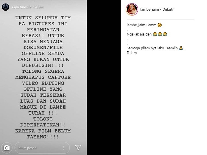 Postingan Lambe Jaim. (Instagram/@lambe_jaim)