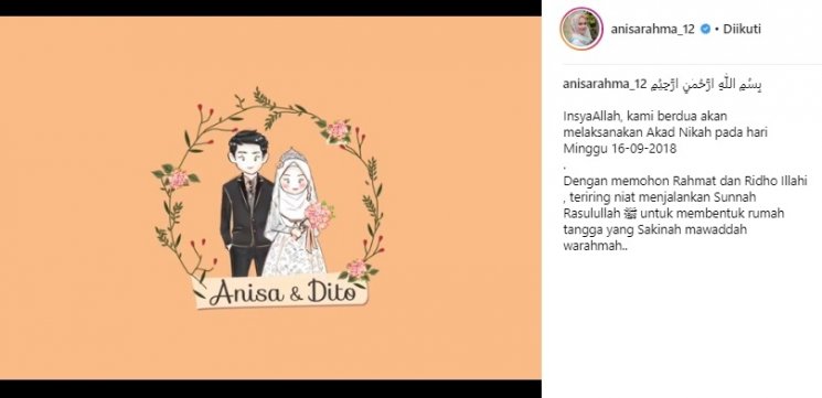 Postingan Anisa Rahma. (Instagram/@anisarahma_12)