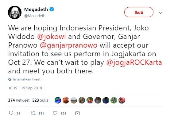 Ganjar Pranowo Lunasi Undangan Megadeth - 1