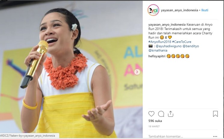 Andien untuk Yayasan Anyo Indonesia (Instagram/@yayasan_anyo_indonesia)