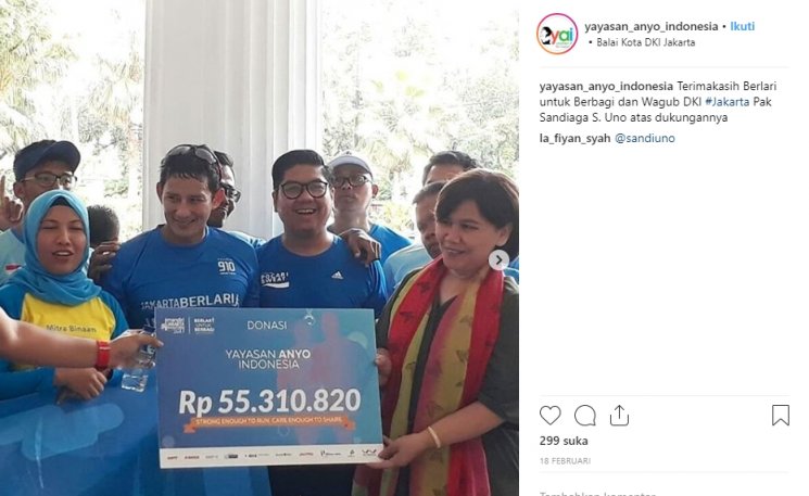 Sandiaga Uno untuk Yayasan Anyo Indonesia (Instagram/@yayasan_anyo_indonesia)