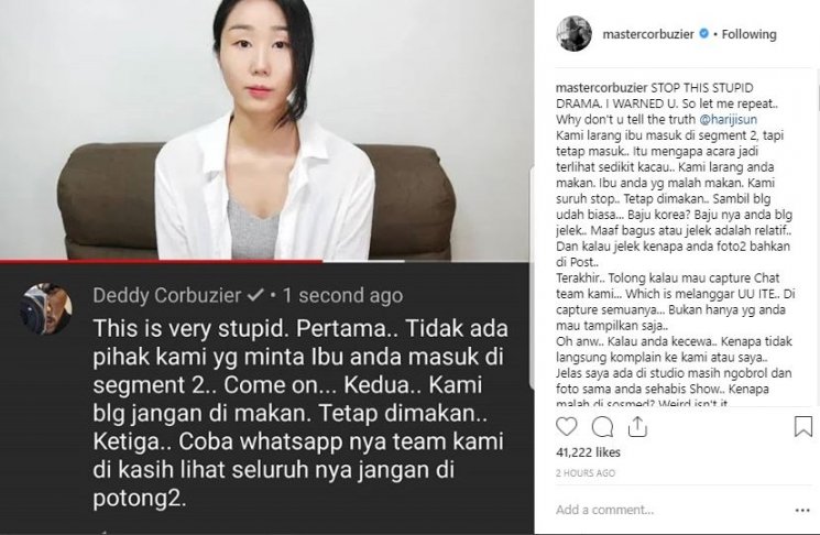 tanggapan Deddy Corbuzier (Instagram/@mastercorbuzier)