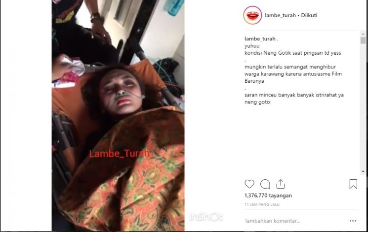 Zaskia Gotik pingsan. (Instagram/@lambe_turah)