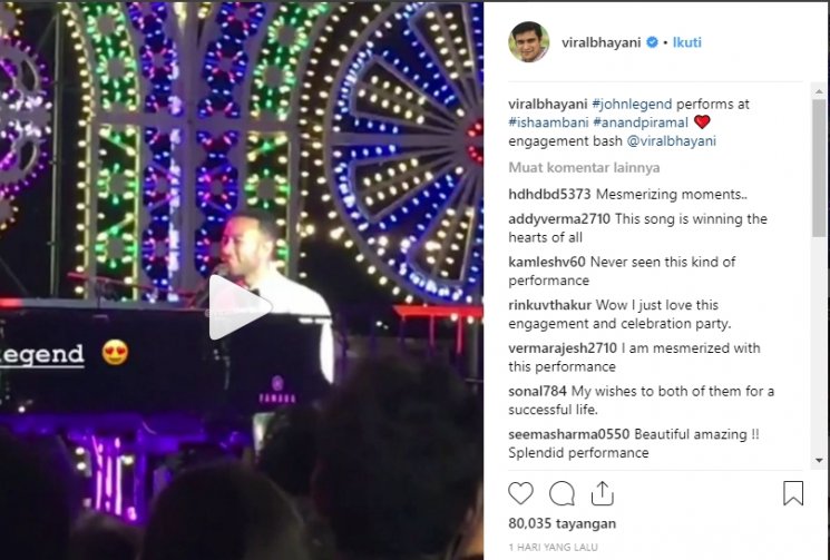 Pertunjukan John Legend (Instagram/@viralbhayani)