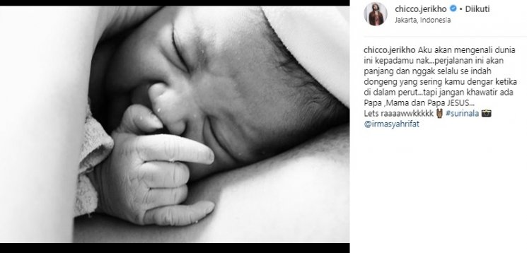 Surinala Carolina Jarumilind, putri Chicco Jerikho dan Putri Marino. (Instagram/@chicco.jerikho)