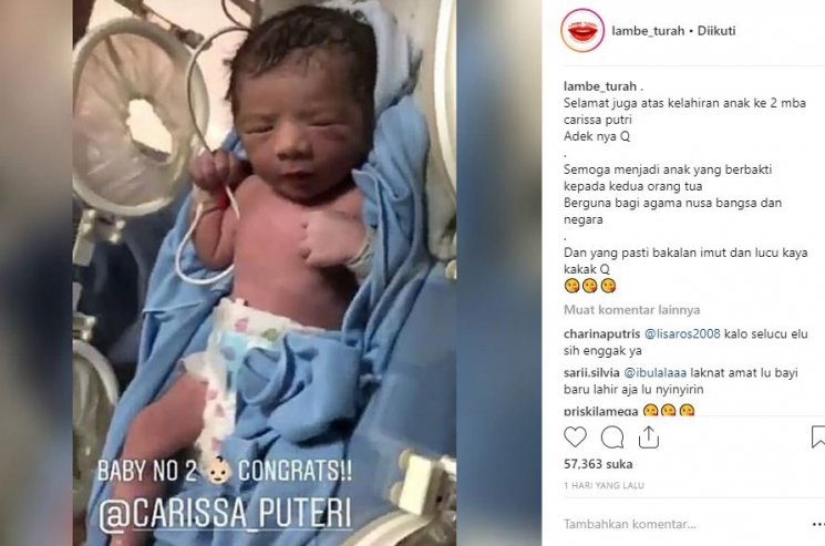 Bayi Carissa Putri (Instagram/@lambe_turah)