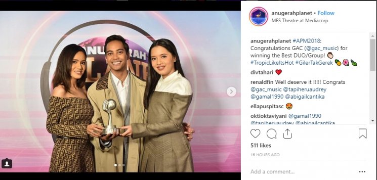 GAC di Anugerah Planet Muzik 2018 (Instagram/@anugerahplanet)