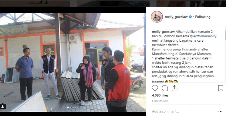 Melly Goeslaw dan Anto Hoed di Lombok (Instagram/@melly_goeslaw)