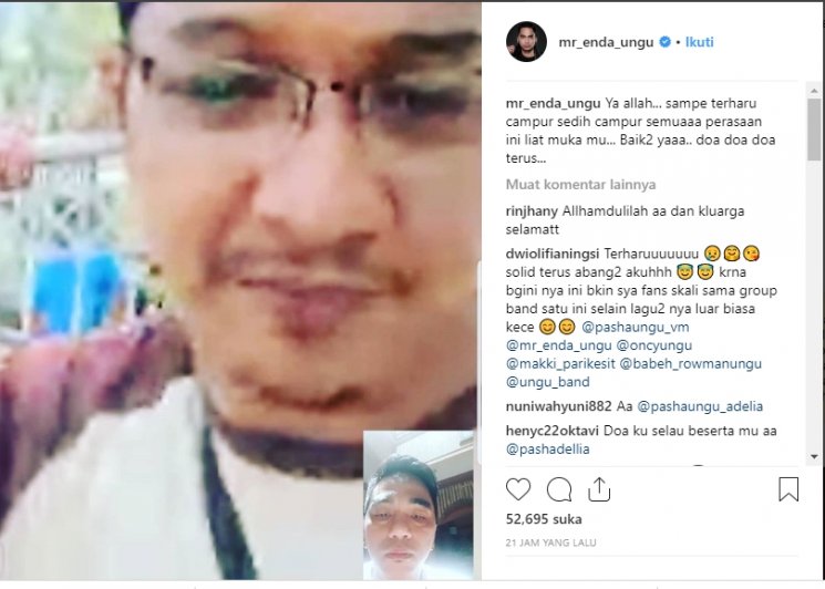 Enda Ungu video call dengan Pasha (Instagram/@mr_enda_ungu)