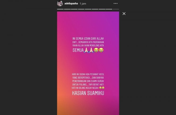 Postingan Instagram Story Adelia Pasha. (Instagram/@adeliapasha)