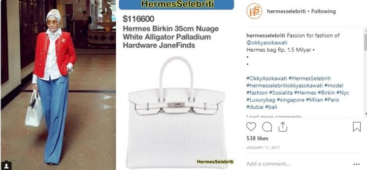 Okky Asokawati. (Instagram/@hermesselebriti)