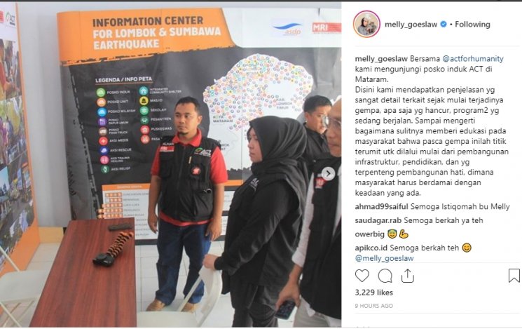 Melly Goeslaw dan Anto Hoed di Lombok (Instagram/@melly_goeslaw)