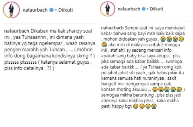 Nafa Urbach ingin adopsi bayi. (Instagram/@nafaurbach)