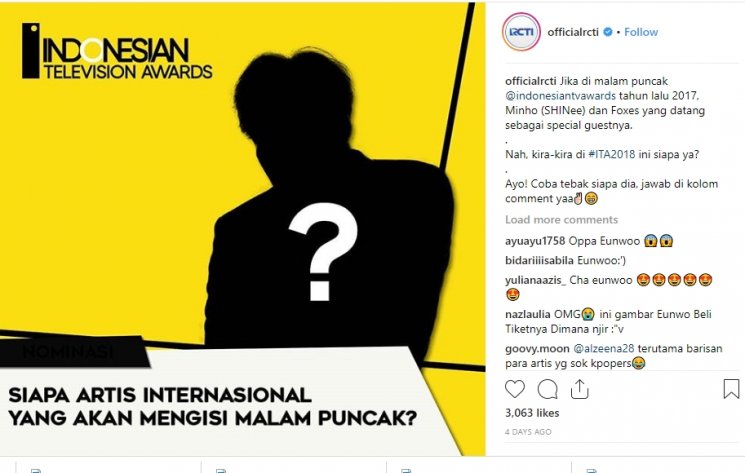 Cha Eun Woo ke Indonesia (Instagram/@@officialrcti)