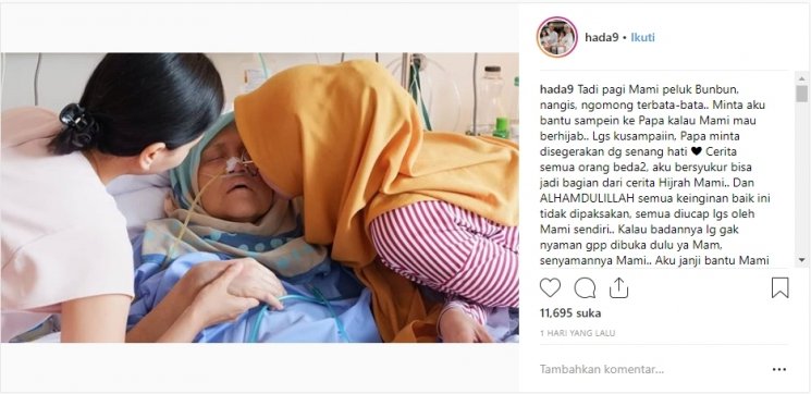 Cerita Nita Saleh ingin berhijab. (Instagram/@hada9)