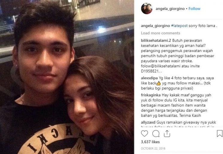Giorgino Abraham dan Angela Gilsha. (Instagram/@angela_giorgino)