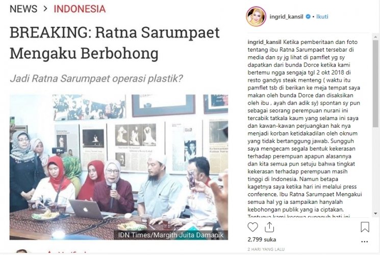 Inggrid Kansil. (Instagram/@ingrid_kansil)