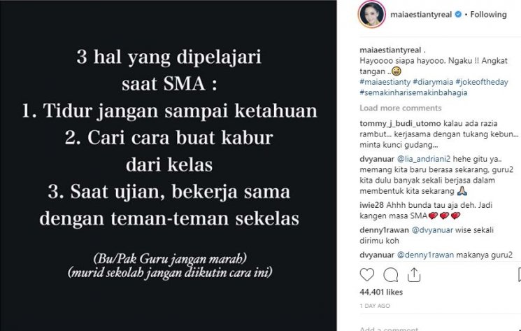 Postingan Maia Estianty. (Instagram)