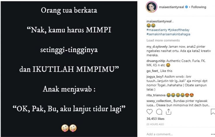 Postingan Maia Estianty. (Instagram)