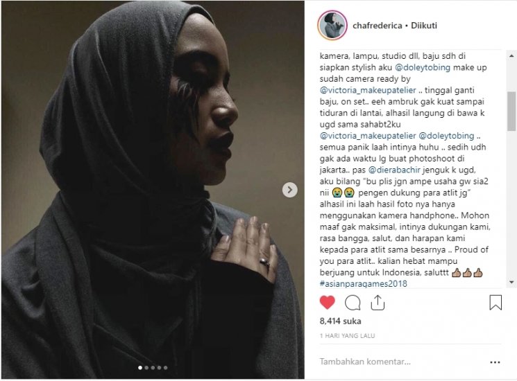 Chacha Frederica pingsan. (Instagram/@chachafrederica)