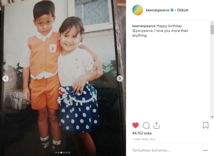 Foto masa kecil Keenan Pearce dan Pevita Pearce. (Instagram/@keenanpearce)