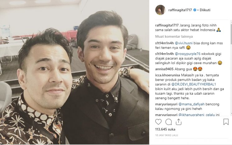 Raffi Ahmad dan Reza Rahadian (Instagram/@raffinagita1717)