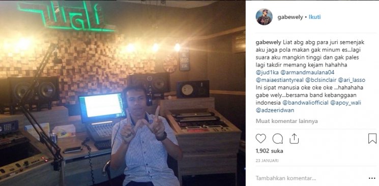 Gabe Wely di studio rekaman band Wali (Instagram/@gabewely)