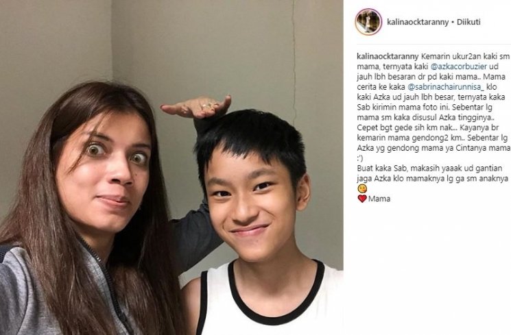 Sabrina Chairunnisa dan Azka Corbuzier. (Instagram/@kalinaocktaranny)
