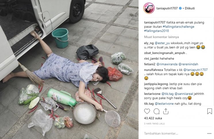 Tania Putri Ikutan Falling Stars Challenge (Instagram/@taniaputri1707)