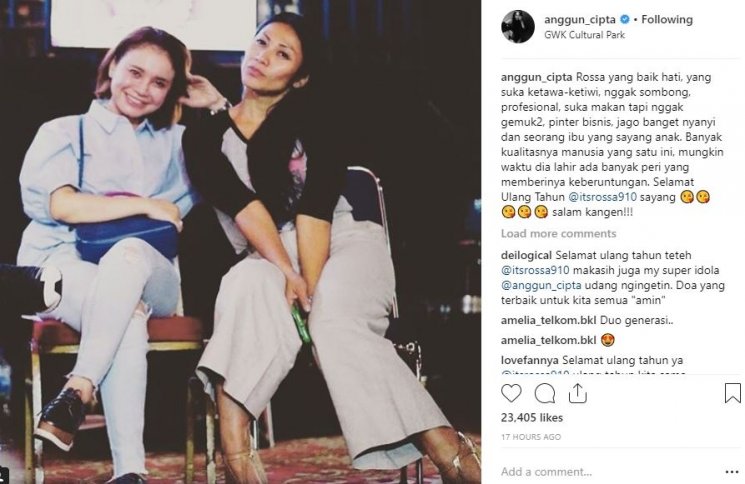 Rossa dan Anggun C Sasmi. (Instagram/anggun_cipta)
