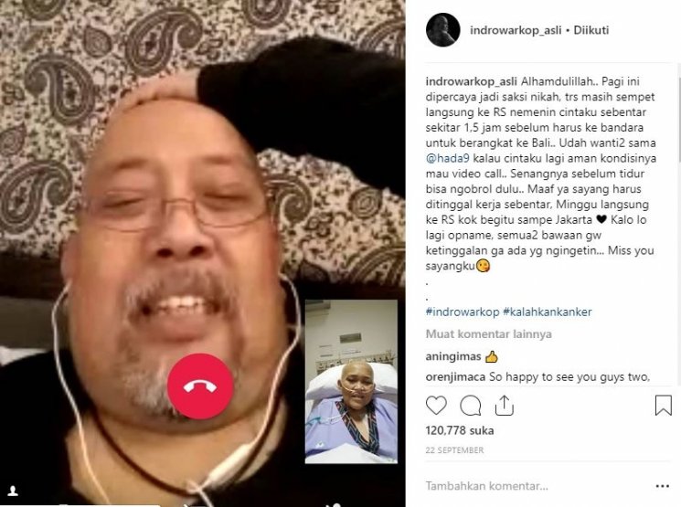 Momen Indro Wakop bersama istrinya. (Instagram/@indrowarkop_asli)