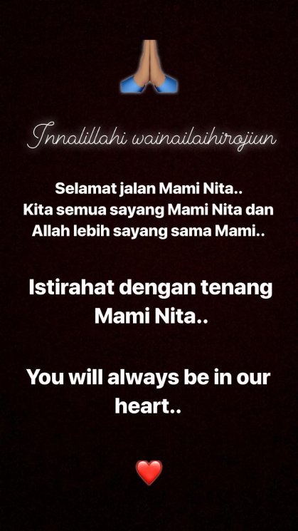 Mieke Amalia ungkapkan duka cita (Instagram/@mieke_amalia)