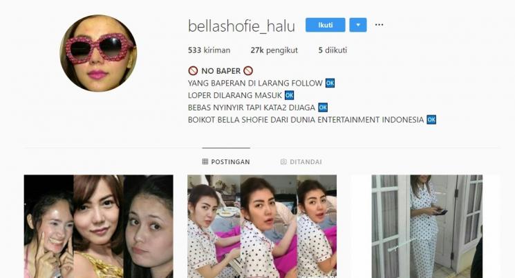 Haters Bella Shofie. (Instagram/@bellashofie_halu)