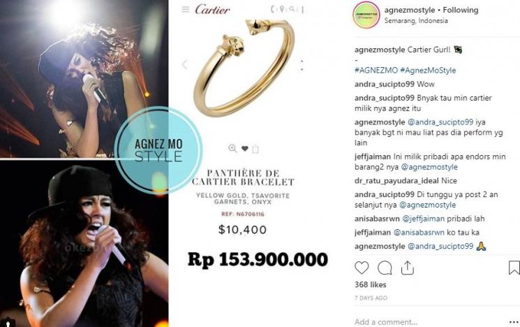 Gelang lengan dari Cartier. (Instagram/@agnezmostyle)