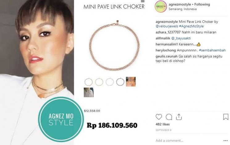 Mini pave link choker dari Velour Jewels. (Instagram/@agnezmostyle)