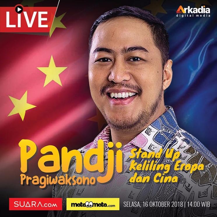 Pandji Pragiwaksono live di Facebook dan Instagram Matamatadotcom. (Matamata.com)