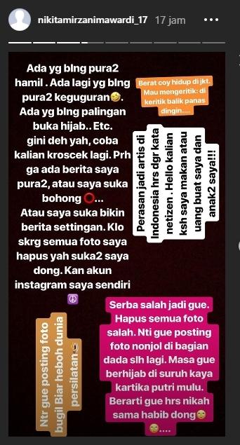 Klarifikasi Nikita Mirzani hapus semua foto di Instagram. (Instagram/@nikitamirzanimawardi_17)