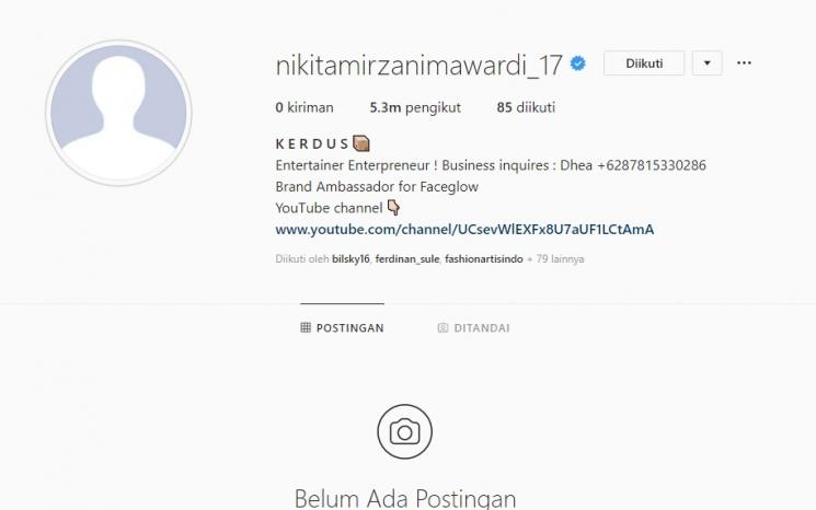Nikita Mirzani hapus semua foto di Instagram. (Instagram/@nikitamirzanimawardi_17)