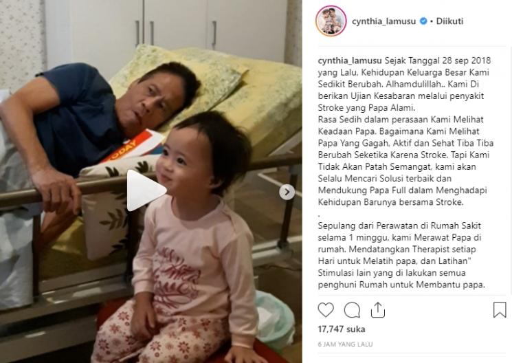 Cynthia Lamusu latih bicara ayahnya yang kena stroke (Instagram/@cynthia_lamusu)