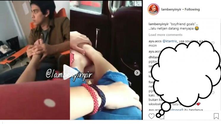 Maxime Bouttier pijit kaki Prilly Latuconsina (Instagram/@lambenyinyir)