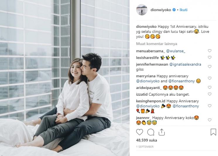 Dion Wiyoko dan Fiona Anthony (Instagram/@dionwiyoko)