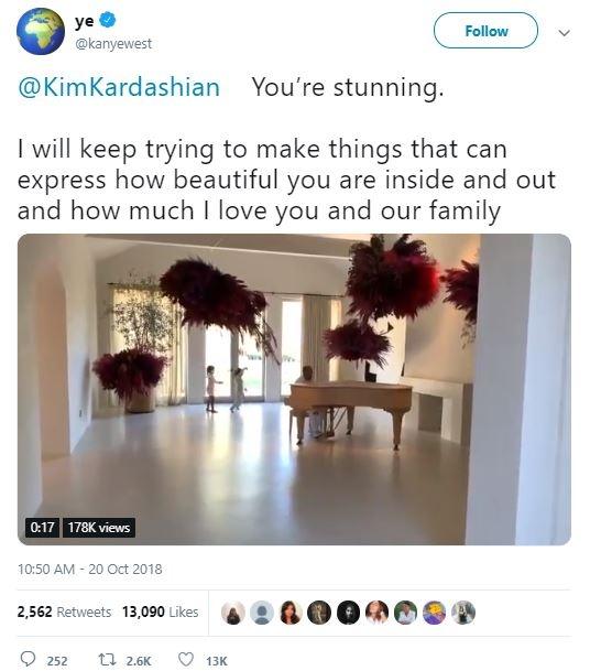 Ucapan Kanye West untuk Kim Kardashian. (Twitter/@kanyewest)