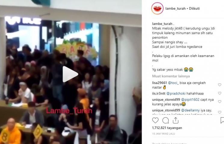 Kejadian Melody eks JKT48 ditimpuk kaleng. (Instagram/@lambe_turah)