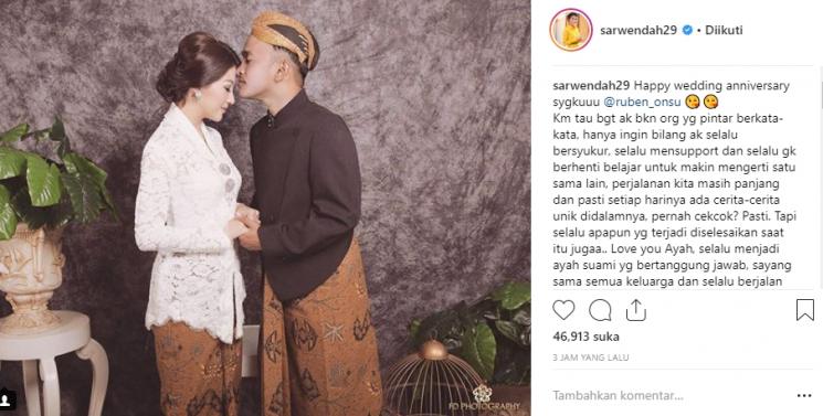 Ulang tahun pernikahan Ruben Onsu dan Sarwendah (Instagram/@ruben_onsu)