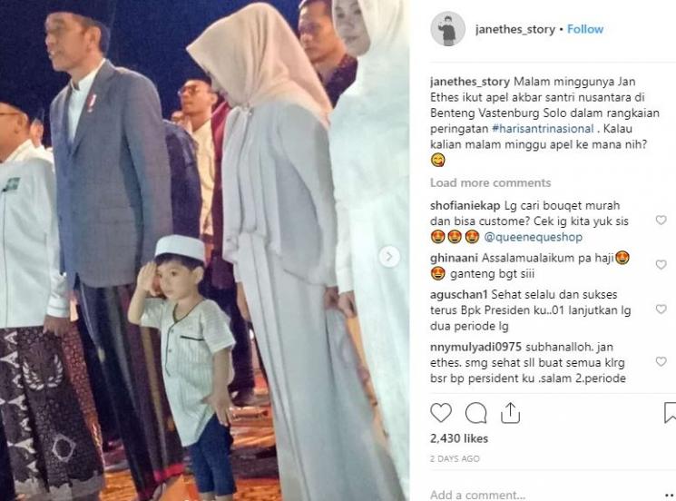 Jan Ethes saat mengikuti apel hari santri nusantara. (Instagram/@janethes_story)
