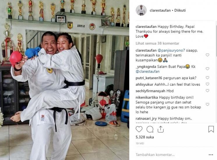 Claresta Taufan dan ayahnya. (Instagram/@clarestaufan)