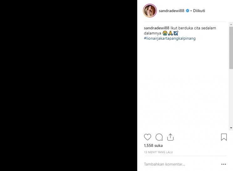 Ucapan duka dari artis untuk korban pesawat Lion Air JT 610. (Instagram/@sandradewi88)