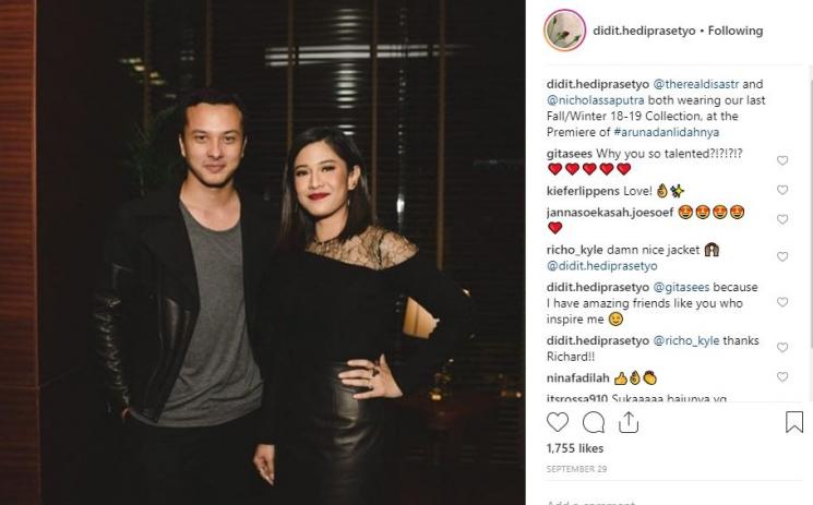 Nicholas Saputra dan Dian Sastrowardoyo. (Instagram/@didit.hediprasetyo)